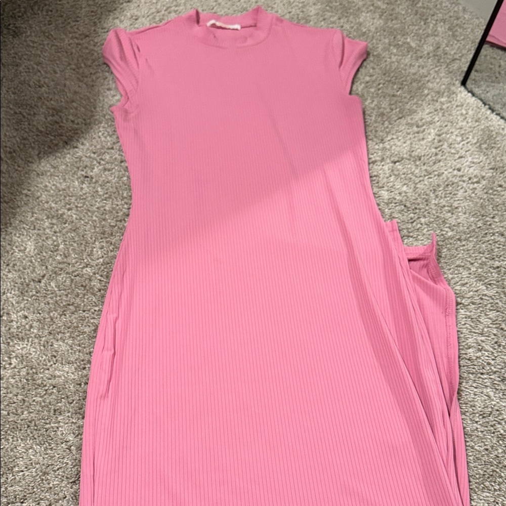 Pink Ribbed Women's Dress